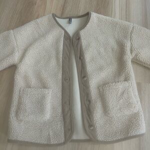 Cozy Cream Sherpa Jacket with Tan Corduroy Accents